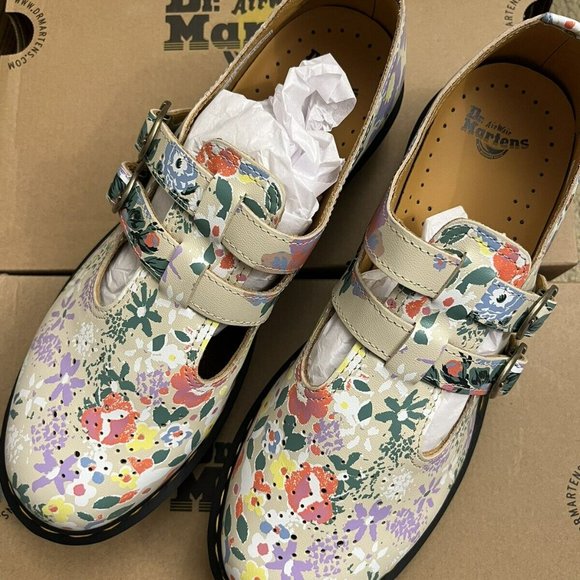 DR. MARTENS 8065 FLORAL MASH UP LEATHER MARY JANE MSRP$170 Super Cute - Picture 2 of 16